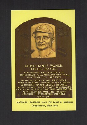 LLOYD WANER, Pirates~Phillies++ | 1964 HOF postcard Curteichcolor GREEN ink A