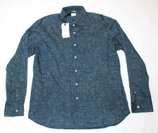 New 225 Culturata BUTTON SHIRT sz 18 EU 46 XXL Tailored Fit NAVY BLUE Patterned