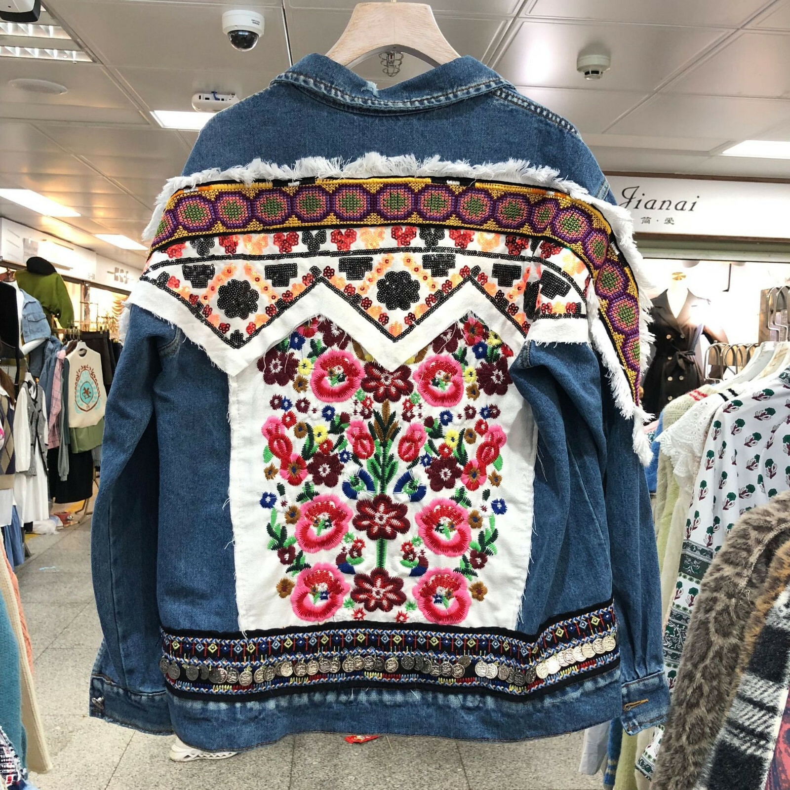 ALTRA giacca jeans donna primavera boho impreziosita denim autunno giacca cappotto outwear