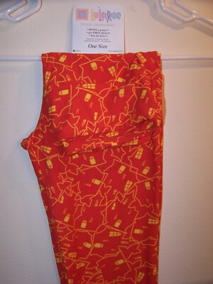 NWT LuLaRoe OS HALLOWEEN Haunted Houses Orange & Yellow ONE SIZE LEGGINGS NEW