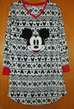 Mickey Mouse NWT Women's S M 6-10 Fleece Nightshirt w/ Mixed Materials Applique