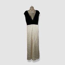 $241 Ralph Lauren Women's White Satin Colorblock Pleated Gown Dress Size 10