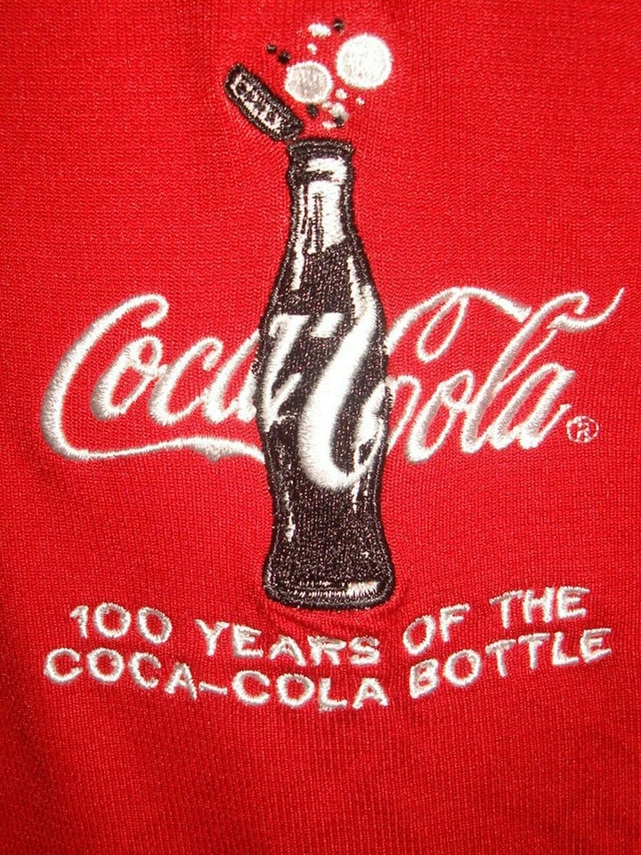 CUTTER & BUCK Coca Cola Bottle & Logo 100 Year Anniversary Red Poly S/S Polo L - Image 2 of 4