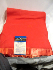 Vtg JC Penny Golden Dawn Pink Rayon Wool Blanket w/Satin Edging w/Tag 72 x 90