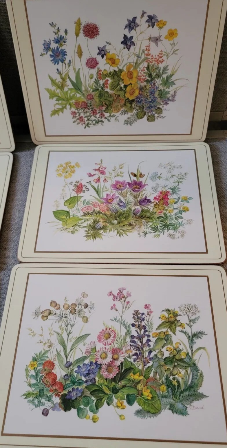 Vintage Set Of 6 Pimpernel Placemats Meadow Floral Made in England eBay