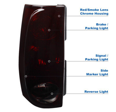 Right Passenger Side Tail Light For 2007-2014 GMC Yukon XL 1500/2500 - Red Lens, Chrome Housing 6 thumbnail image
