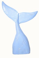 HUGE Hand Carved BLUE WHALE TAIL Wood Ocean Sea Marine Life Nautical Decor Table