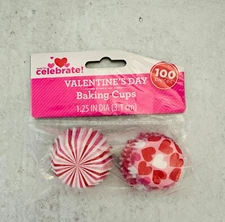 100 Valentine's Day Red White Heart Mini Cupcake Liners Baking Treat Cups Party