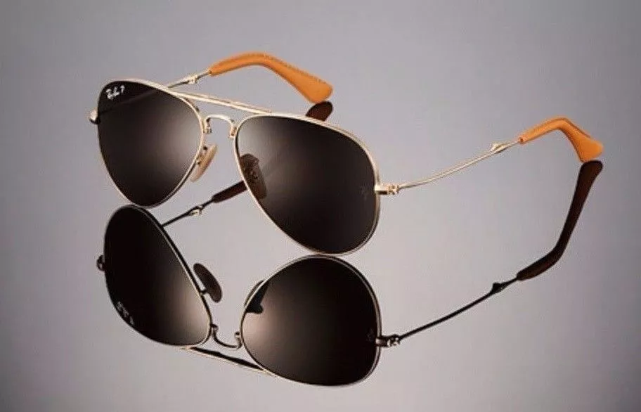 POLARIZED RAY-BAN Folding Aviator 22KT GOLD P3 Plus Sunglasses RB