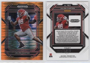 2023 Panini Prizm Draft Picks Orange Pulsar /49 Jalen Carter #163 Rookie RC