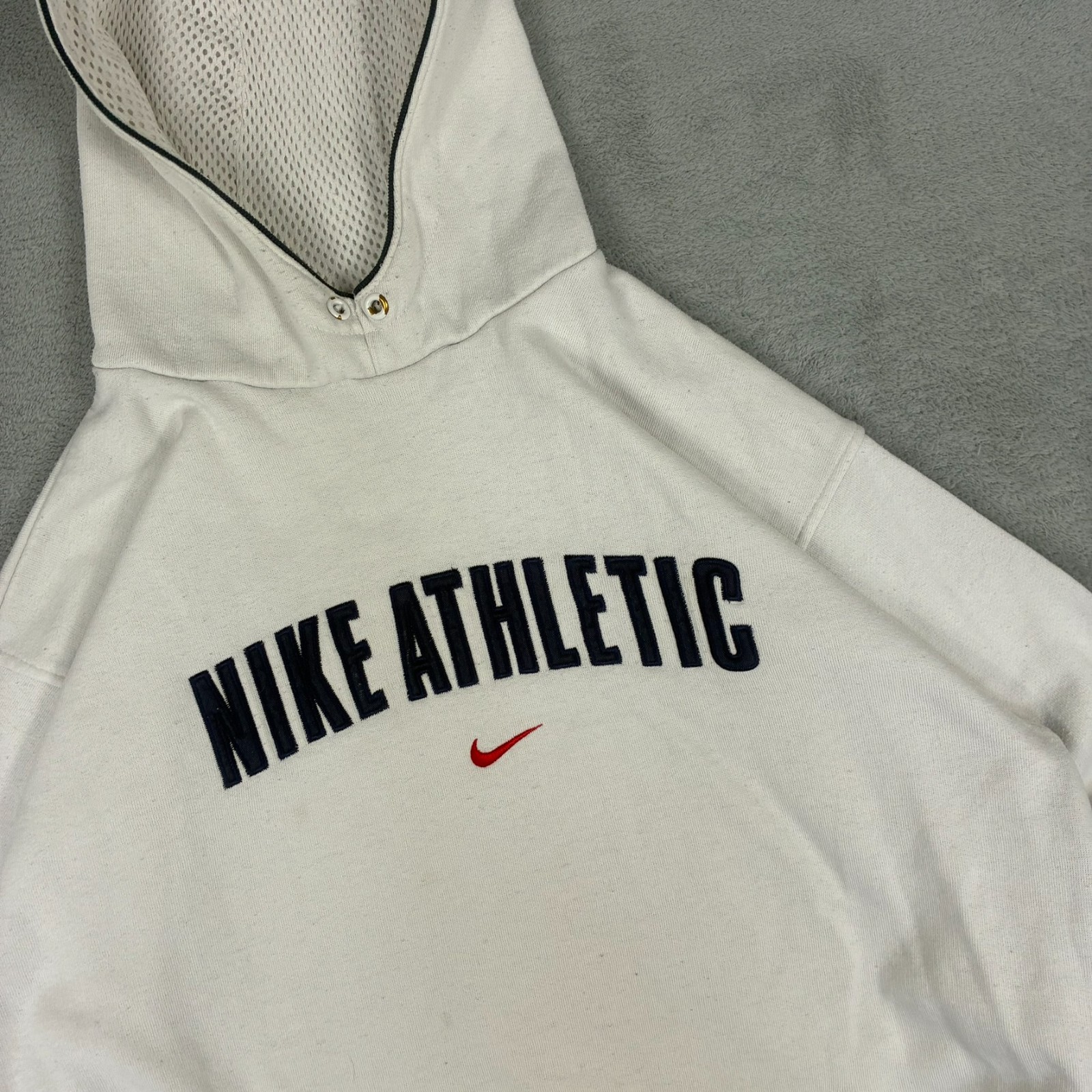 Vintage Nike Athletic 2000's Y2K White Spellout Size Small Pullover Hoodie image 3