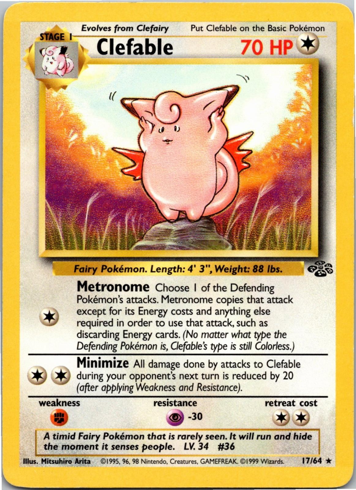 Clefable 17/64 Rare Jungle Pokemon Unlimited HP