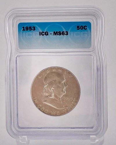 1953 $0.50 Cent Piece Coin - ICG Graded MS63