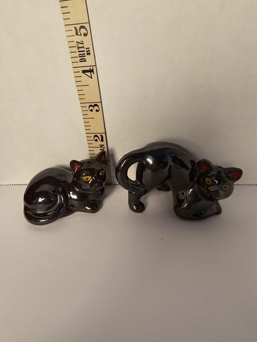 Ancien lot de salières et poivrières chat noir Japon redware - Photo 11/11