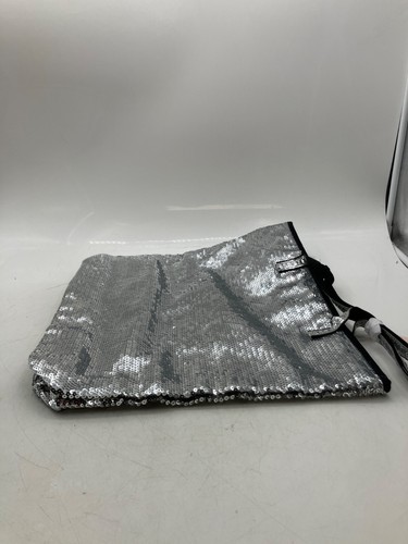 Victorias Secret Silver Sequin Tote Bag With Black Handles - NWT - Picture 3 of 6
