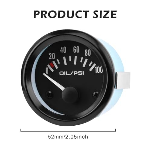 JIANWEI 2" 52mm Oil Pressure Gauge 0-100 PSI DC12V Press Gauge White Light