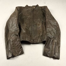 Vintage Distressed Brown Leather Jacket Biker Grunge Y2K Faded Rare Look