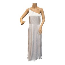 Show Me Your MUMU Womens Size M Shannon One Shoulder Dress Steel White Satin