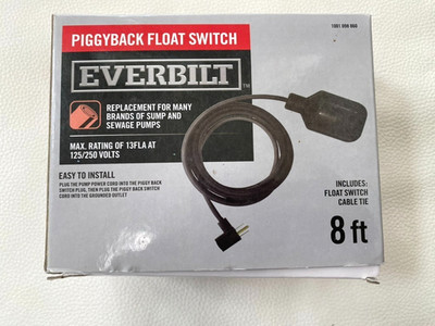 Piggyback Float Switch 8 ft Cord Fits Many Pumps EVERBILT 1001 098 860