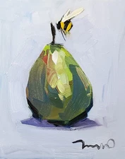 Jose Trujillo Fine Art PRINT 16x20 Collectible Artist Painting Pear Bee
