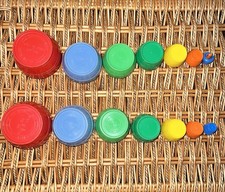 Vintage Kittie in the Kegs # 80 Nesting Toy 7 Barrels Made In USA Complete Set