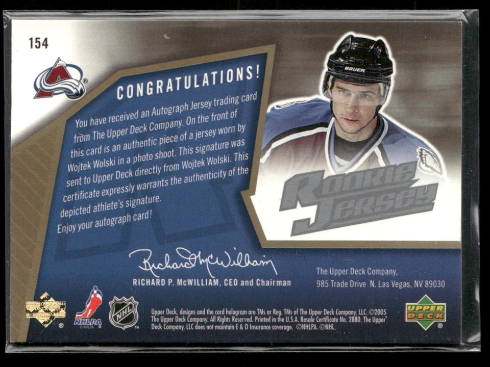 2005-06 SPx Wojtek Wolski RC Jersey Auto /1499 #154 Colorado Avalanche - Image 2 of 2