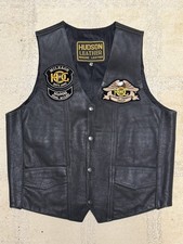   Hudson Leather Vintage Black Biker Vest Mens 42 Harley Owners Group
