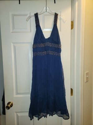 French Connection Blue Beaded Dress Sleeveless 6