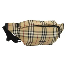 BURBERRY Nova Check Body Bag Canvas Beige Auth yk17992