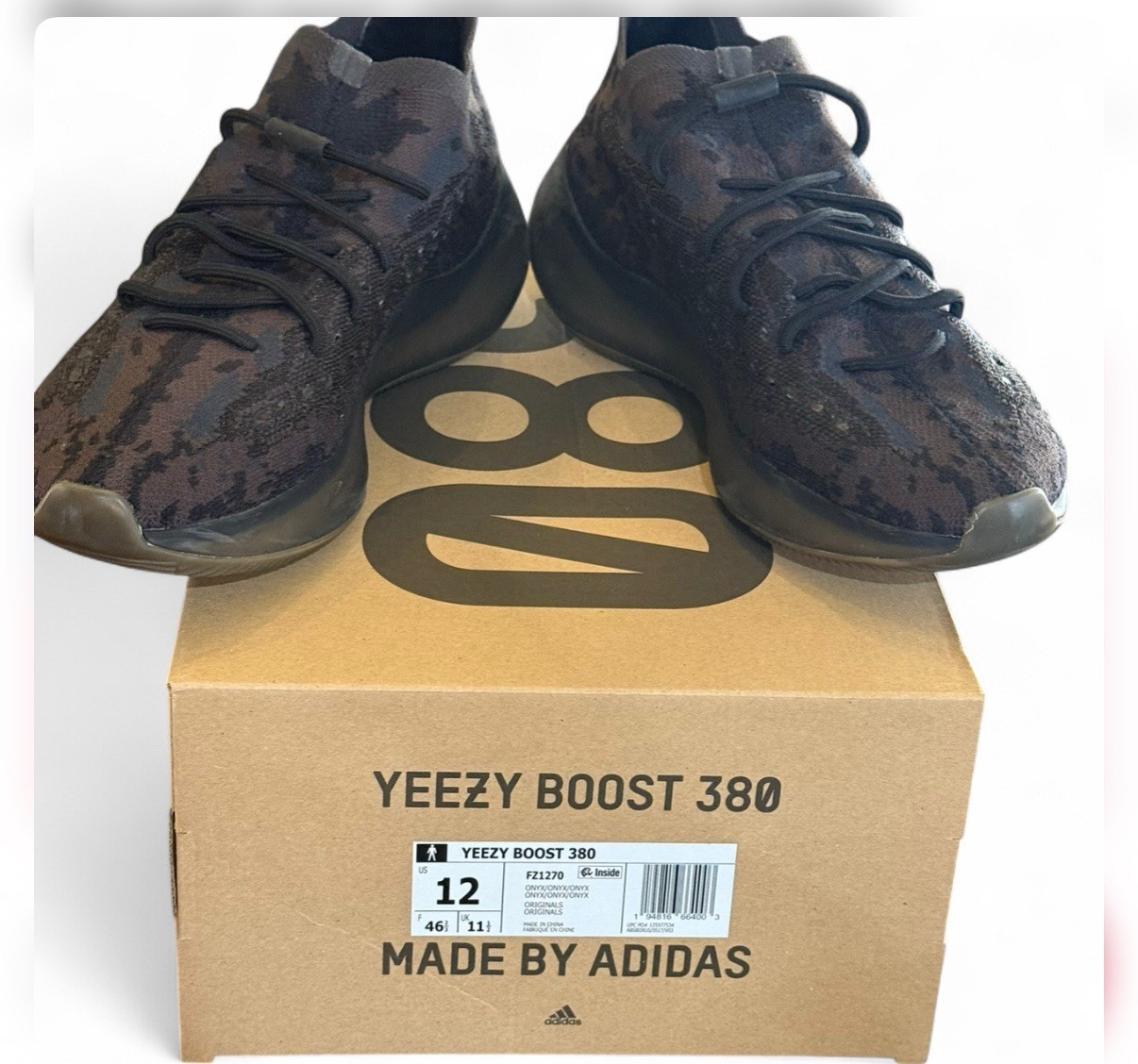 adidas Yeezy Boost 380 Low Onyx Black FZ1270 Onyx Non-Reflective Men's size 12 thumbnail 6