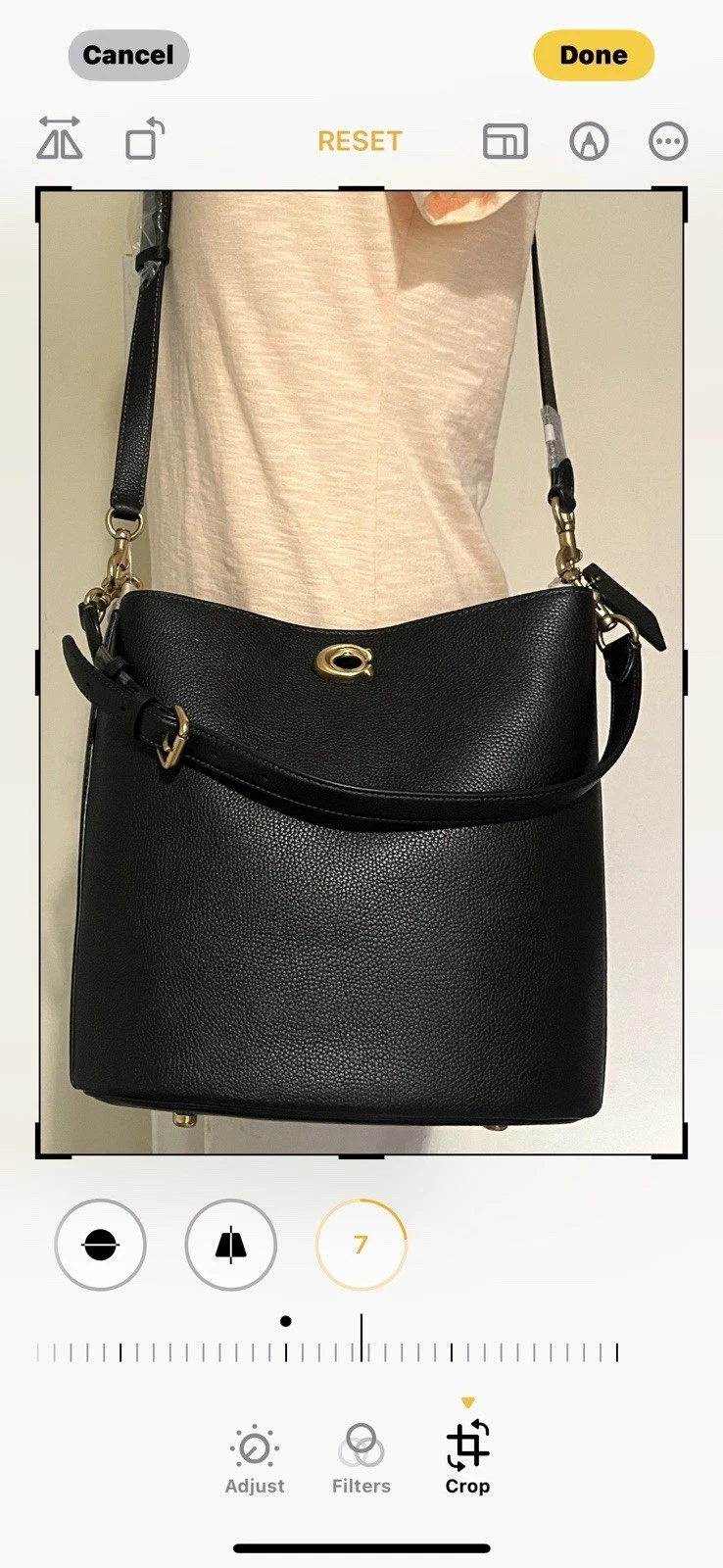 Coach CW624 Borsa a tracolla grande in pelle nera con salice e ciottoli