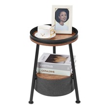 Small Round End Table 2 Tier Round Side Table with Storage Basket11.8  D 17.8  ...