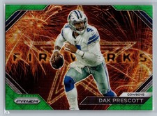 2023 Panini Prizm #F-5 Dak Prescott Fireworks Prizms Green Wave Dallas Cowboys