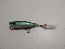 Megabass Popx 98 Green Fish Design Topwater Popper with Flash Tail Used