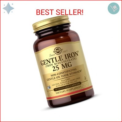 Solgar Gentle Iron 25mg, 90 Vegetable Capsules - Energy, Normal Red Blood Cell P