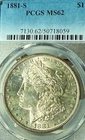 1881-S MS62 PCGS Fantastic San Francisco Mint Morgan Silver Dollar