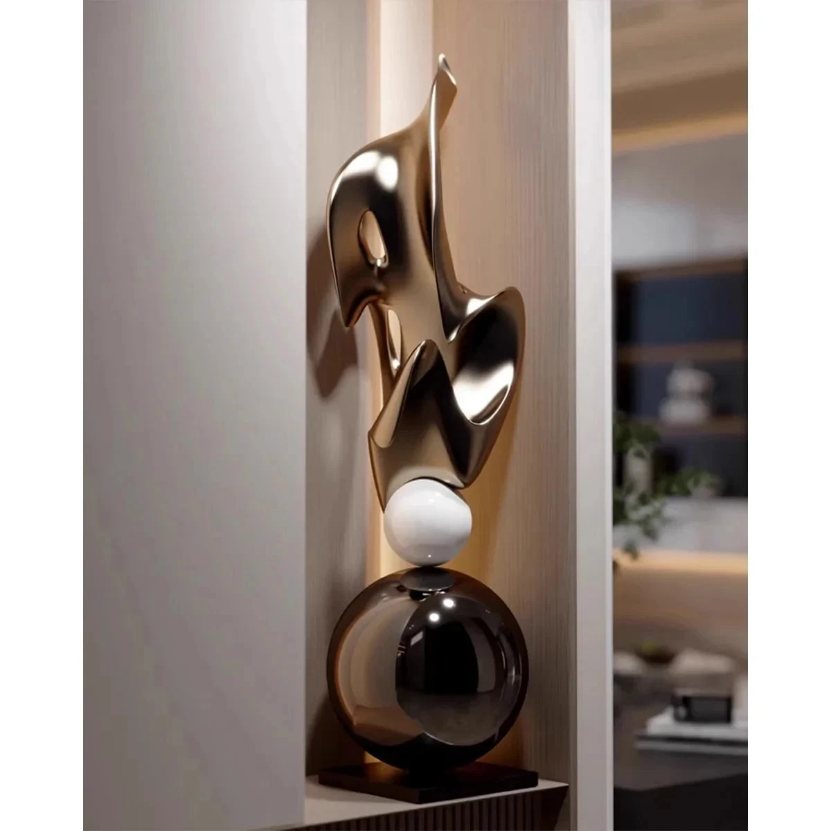 Electroplated Modern Geometric Abstract Floor Sculpture