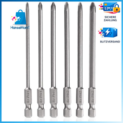 Schraubendreher-Bits Set 6 Stück 150mm S2 Stahl PH1 PH2 Handwerk Werkzeug