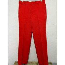Vintage 1970s Tailored Pants Mens High Waist Red 33  Pleated Disco Mod Studio 54