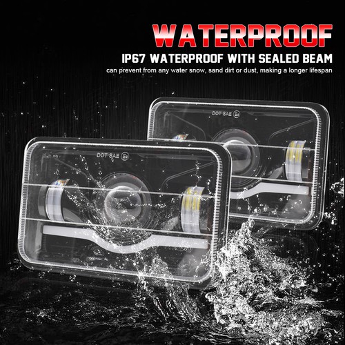 4pcs DOT 4x6 inch LED 5D Headlights DRL for GMC Sierra Classic K1500 C1500 C2500 - Picture 10 of 15