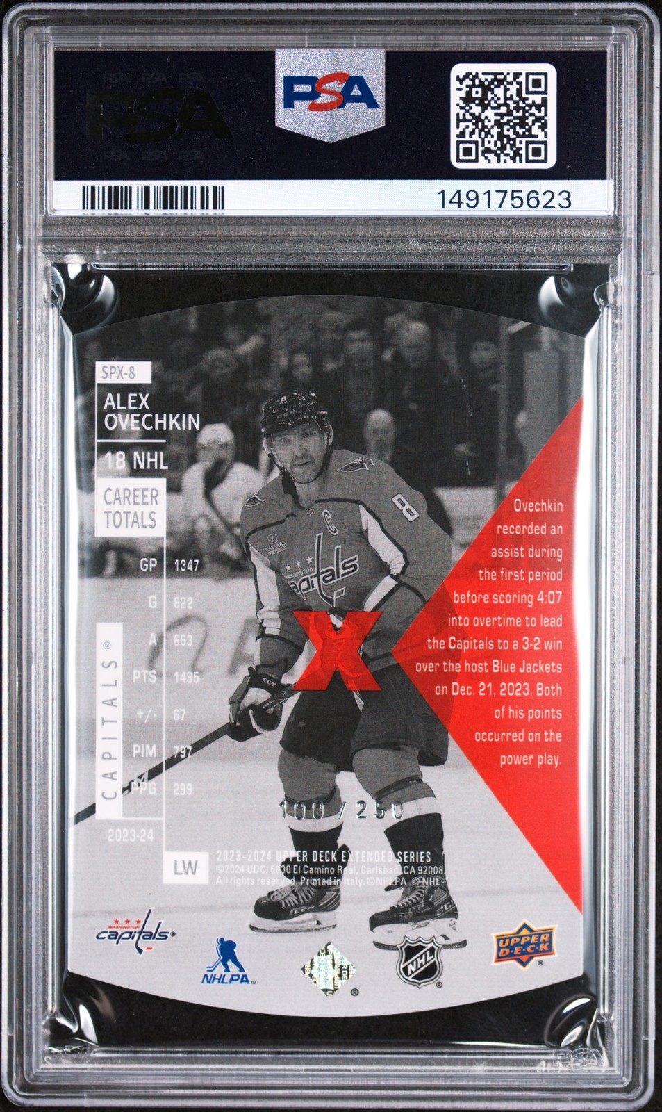 2023 UD EXTENDED SERIES 1997-98 SPX HOLOVIEW RETROS ALEX OVECHKIN 100/250 PSA 10 view 2