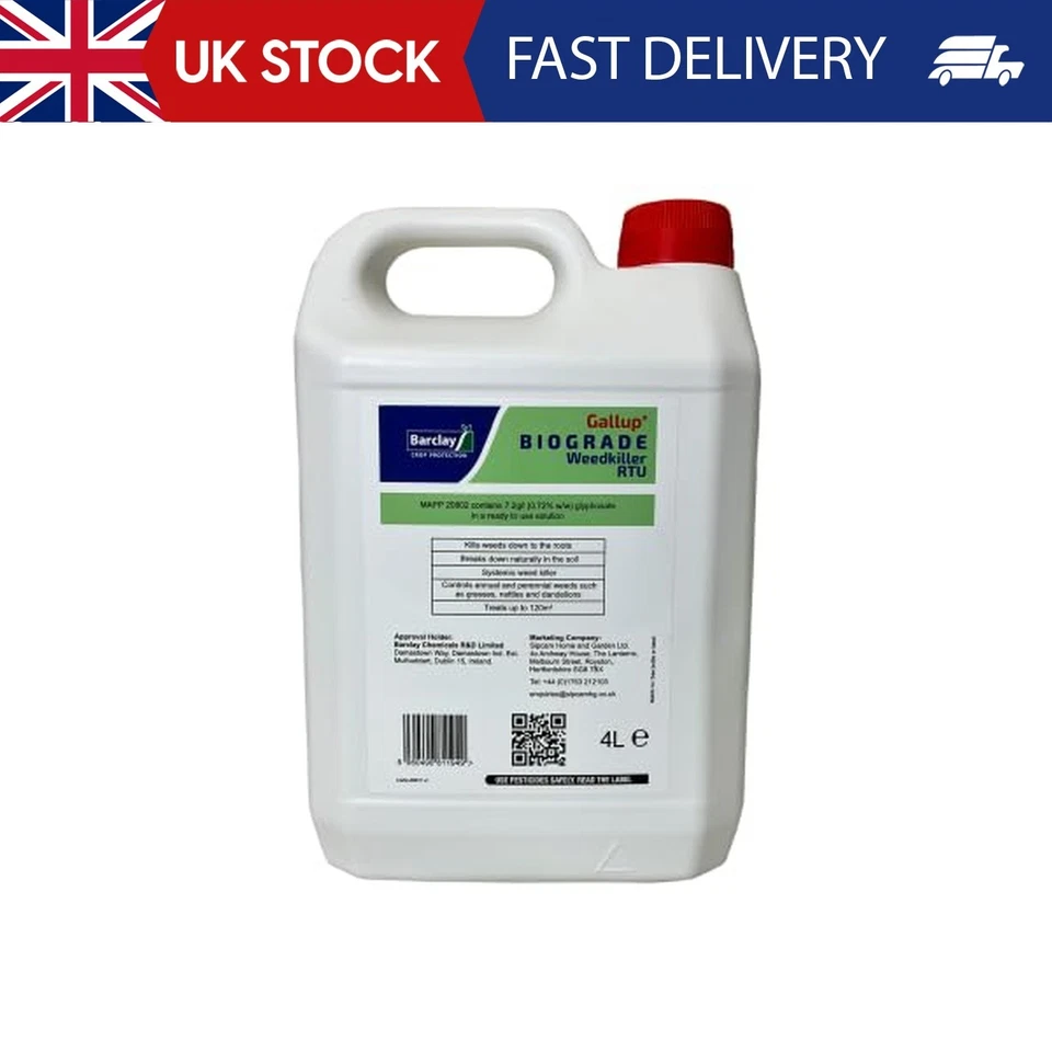Gallup Biograde Weedkiller RTU 4L - Extra Strong Glyphosate Spray for Effective