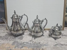 American Rose By Wilcox Internation SILVER Co Tea Pots And Sugar Jar 7301-7303