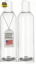 8 Oz Clear Plastic Empty Bottles with White Disc Top Caps, Refillable Containers
