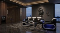 Wohnzimmer 3-Sitzer Sofa Sessel Komfort Set Modern Schwarz Couchgruppe
