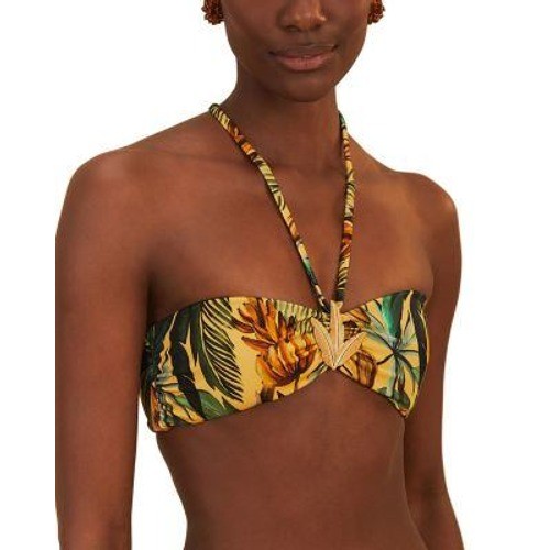 Farm Rio Bananart Bandeau Bikini Top Womens M Yellow Green Tropical $140 NWT
