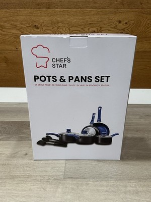 Chef s Star 11-Piece Nonstick Cookware Pots & Pans Set Blue New in Box