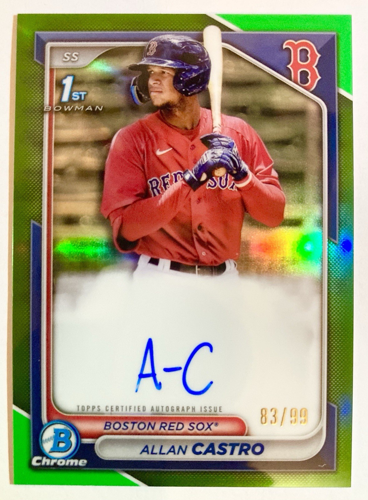 2024 Bowman Chrome #CPA-ACA ALLAN CASTRO Auto Green Refractor /99 1st Autograph