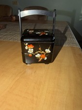 VTG Japanese Lacquer Tiered Bento Box~Trinket Container Unique Design Japan
