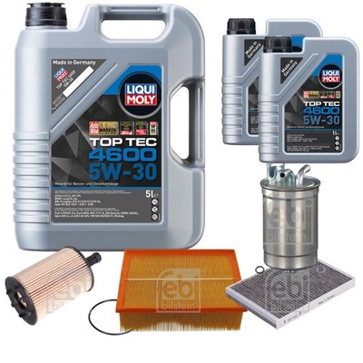 FEBI BILSTEIN Inspektionspaket 7L Liqui Moly Top Tec 4600 5W-30 für Audi A4